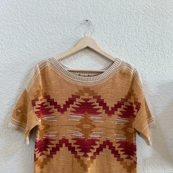 Pendleton Southwestern Top Pullover Cotton Knit Aztec Boho Relaxed Medium - Picture 4 of 9